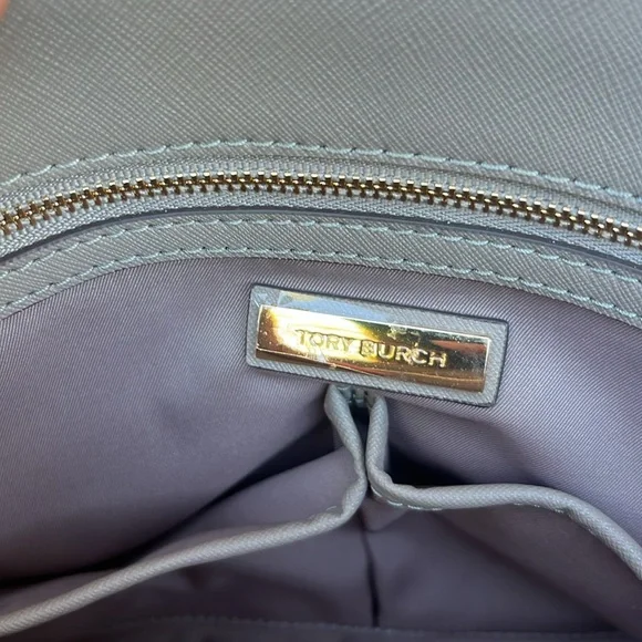 Tory Burch Gray Structured Leather Tote - Picture 14 of 15